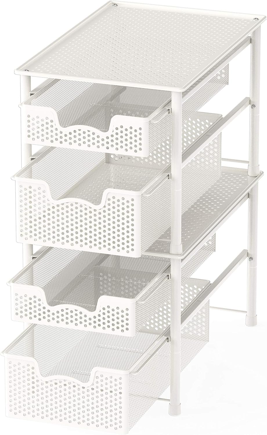 Simple Houseware Stackable 2 Tier Sliding Basket Organizer Drawer, White