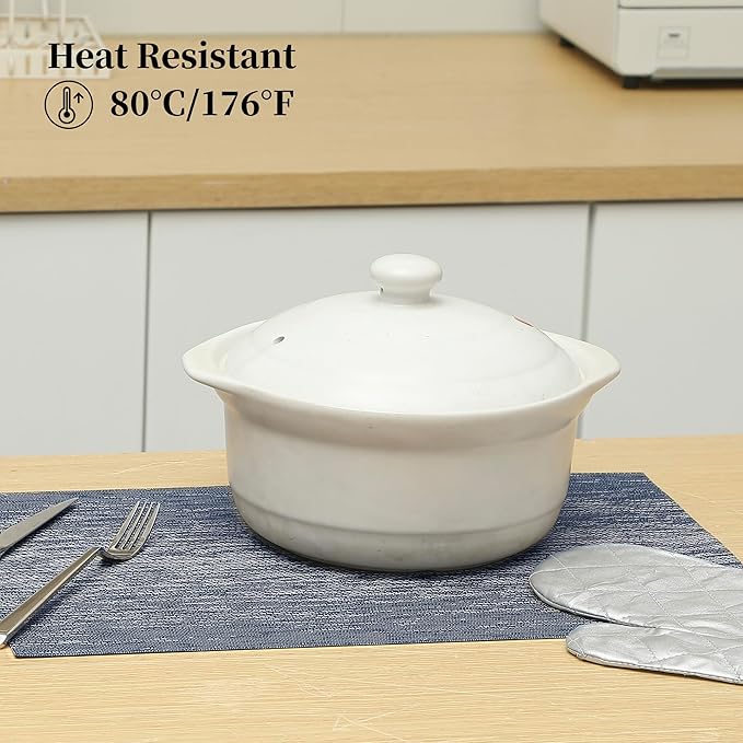 Leetaltree Denim Blue Placemats Set of 6 - Heat Resistant Non-Slip Place mats for Dining Table, Washable Durable PVC Vinyl Woven Table Mats（Denim Blue, 6）