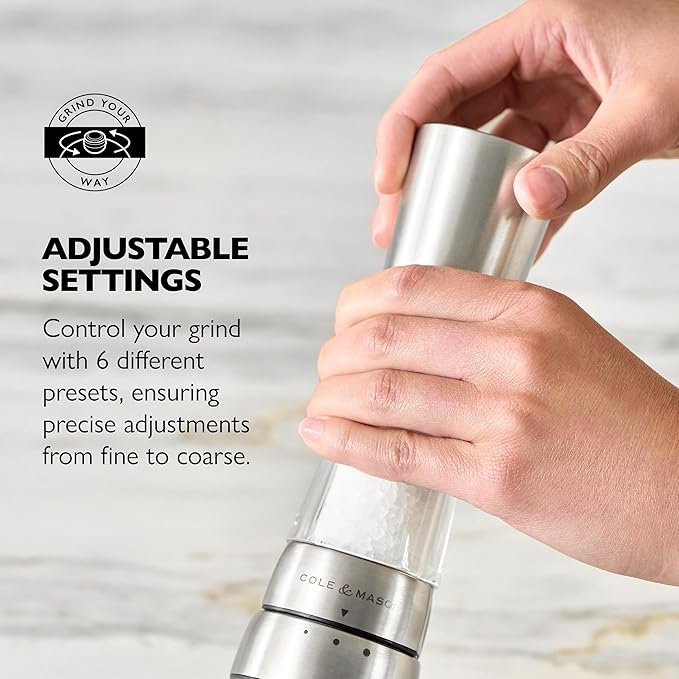 COLE & MASON Derwent Salt Grinder - Stainless Steel Mill Includes Gourmet Precision Mechanism and Premium Sea Salt