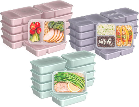 Bentgo Prep 60-Piece Meal Prep Kit - Reusable PFAS & BPA-Free Food Containers, 1-Compartment, 2-Compartment, & 3-Compartments - Microwave, Freezer, & Dishwasher Safe (Floral Pastels)