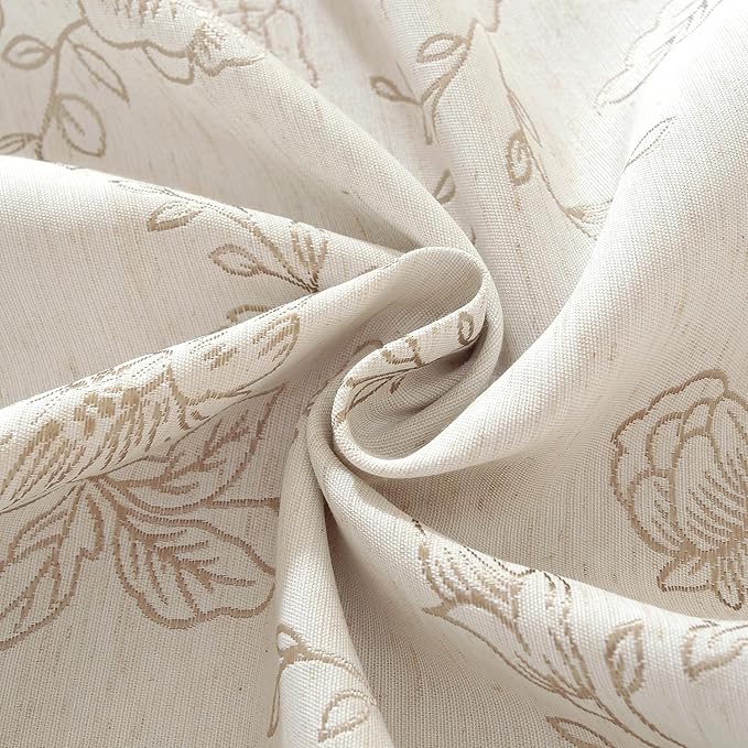 Chassic Premium Vintage Farmhouse Damask Floral 60 x 120 inch Rectangle Table Cloth – Water Resistant Linen Textured Jacquard Tablecloth for Kitchen Dining & Picnic Decor - Beige