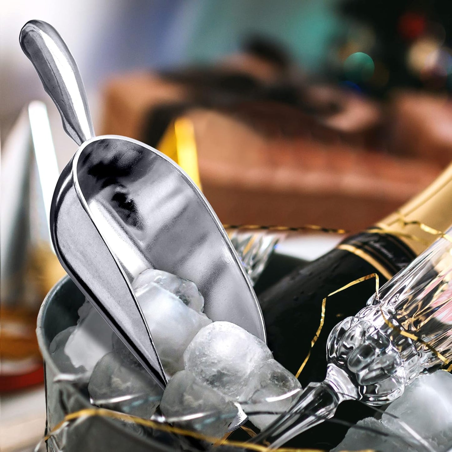 Amazing Abby - Elsa - 12-Ounce Aluminum Ice Scoops (Set of 2), Cast Aluminum Utility Scoops, Food-Grade, Good for Home and Commercial Use, NOT Dishwasher-Safe, Hand-Wash Recommended