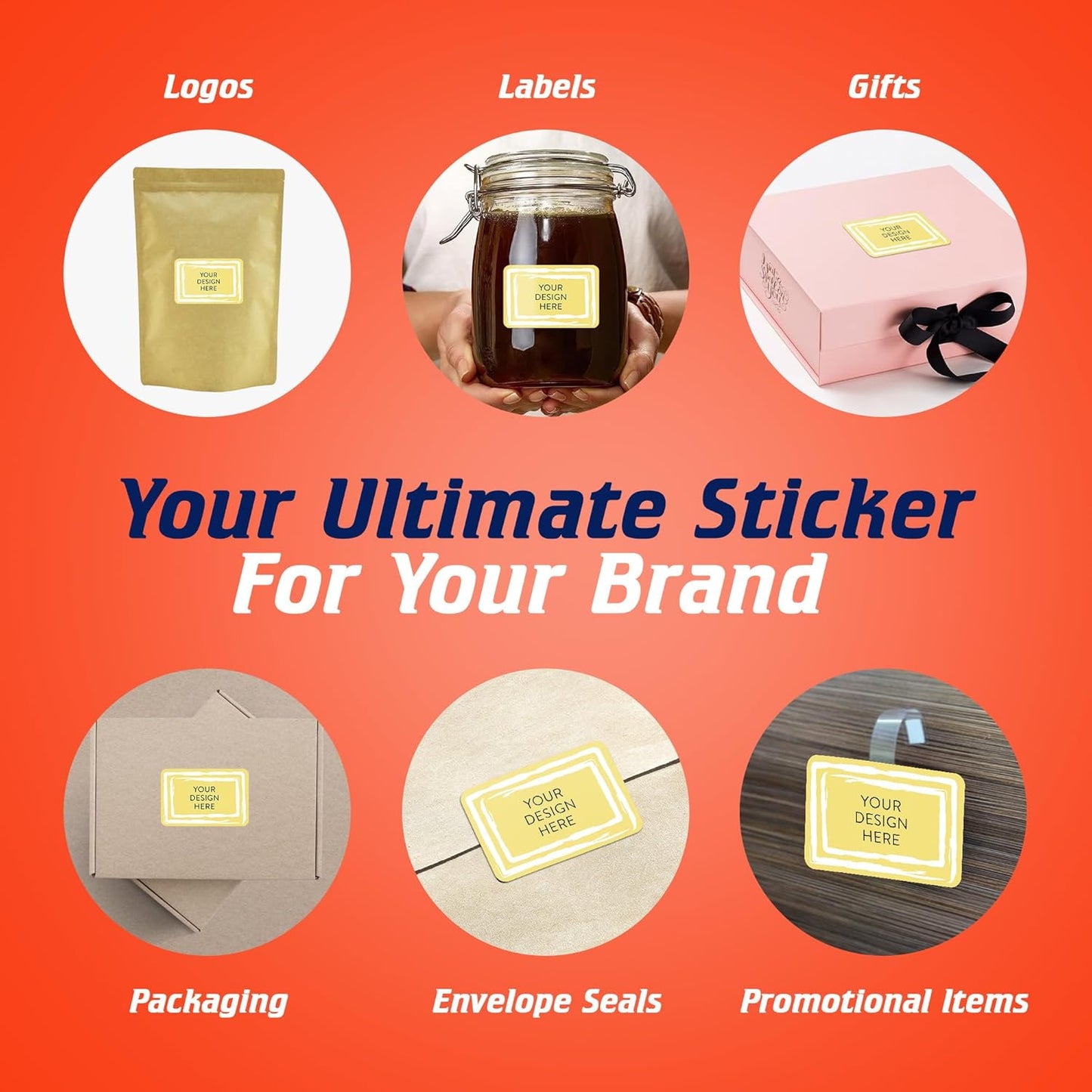 5-1000 Custom Vinyl Stickers - Upload Your own Image, Text, Design, Logo - Personalized Logo Labels for Handmade, Packaging, Bottle, Jars, Candle, Brand Stickers (Lemon Swirls, 4x2)