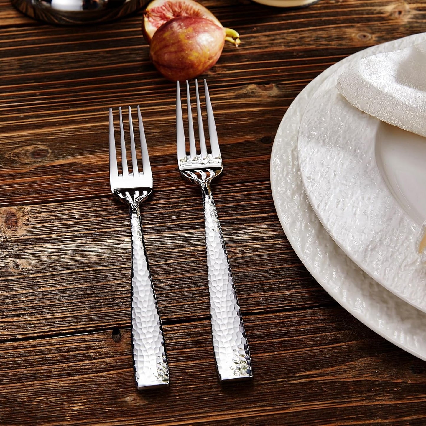 KEAWELL Premium 20/45/65 Piece Louis Hammered Silverware Set with Squared Edge, 18/10 Stainless Steel, Service for 4/8/12, Fine Flatware Set, Dishwasher Safe (20)