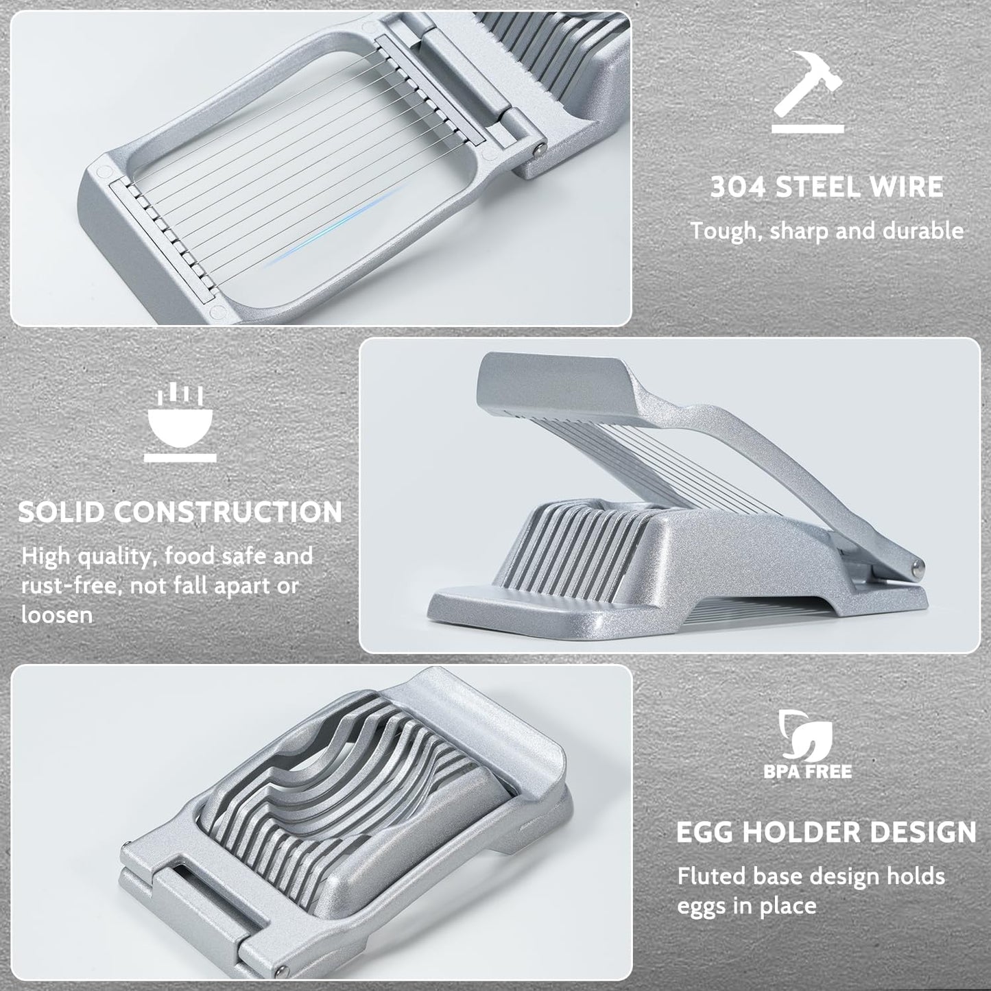 Heavy Duty Stainless Steel Wire Egg Slicer for Hard Boiled Eggs & Strawberry Other Soft Food