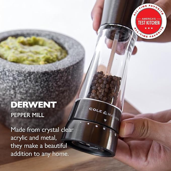 COLE & MASON Derwent Pepper Grinder - Gunmetal Mill Includes Gourmet Precision Mechanism and Premium Peppercorns
