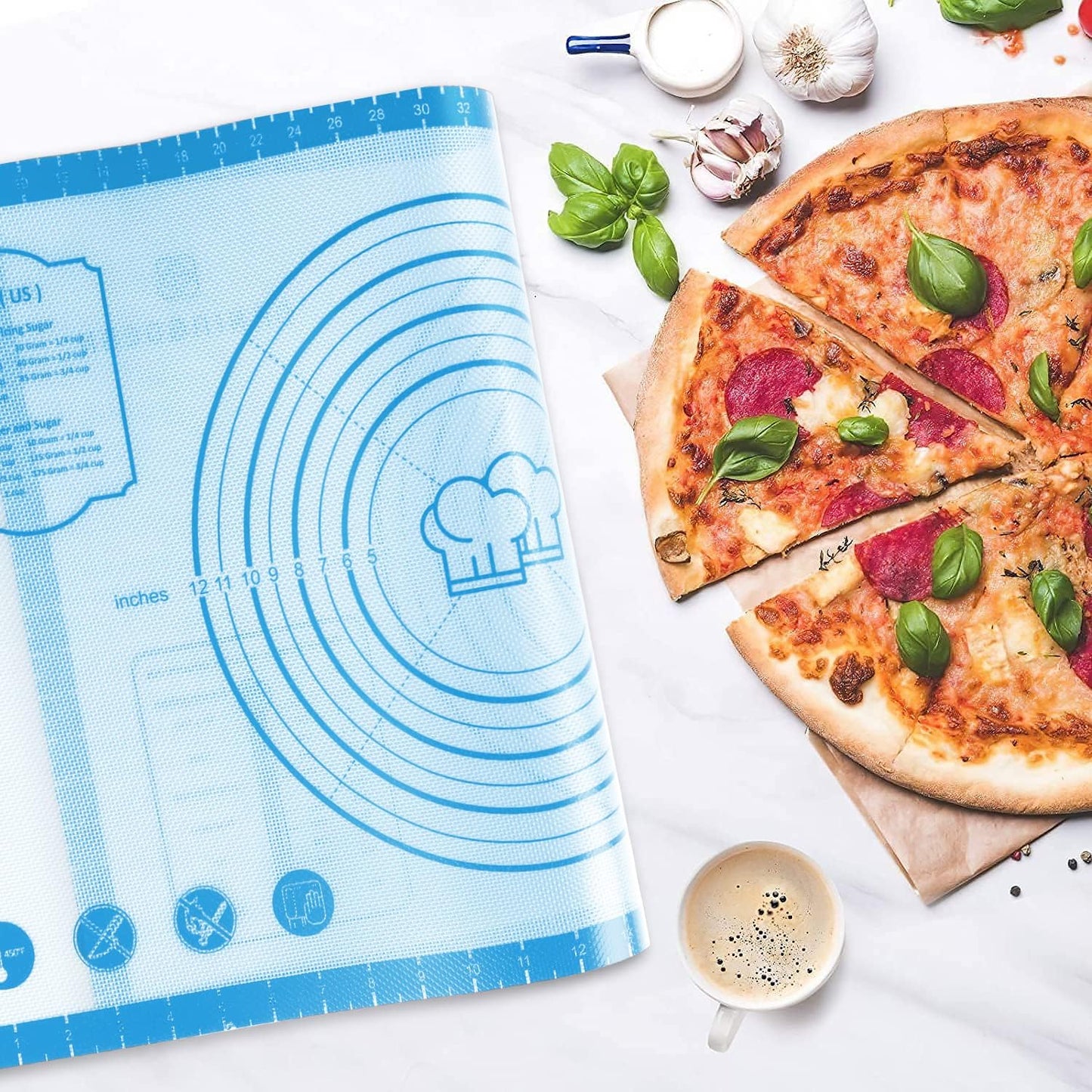 Silicone Pastry Mat,28" x 20" Nonstick Large Durable Silicone Sheet Mat with Measurement Non-slip Dough Rolling Mat for Pie Crust, Pizza, Cookies