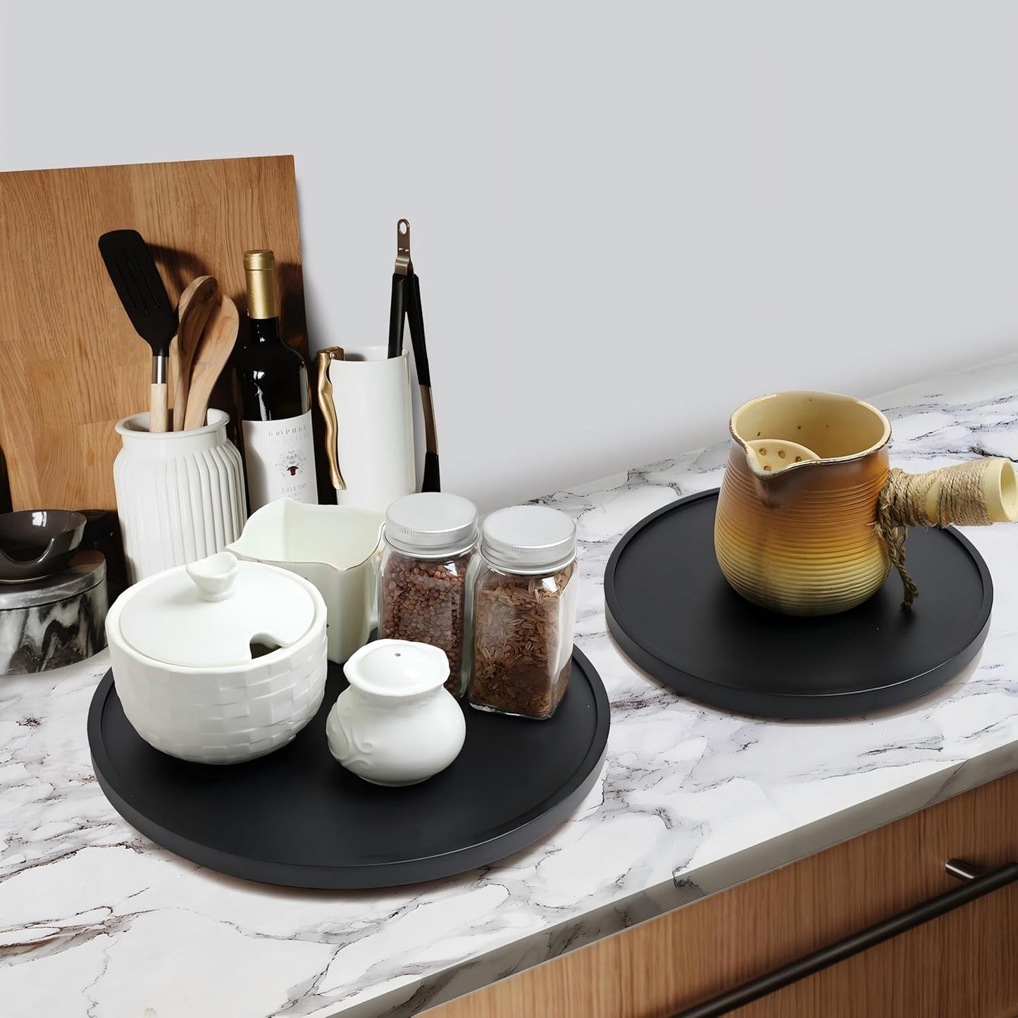 [ 2 Pack ] 12-inch Lazy Susan Organizers, ACIAZAAZ Lazy Susan Turntable for Cabinet, Kitchen Turntable Storage for Table, Countertop, Pantry