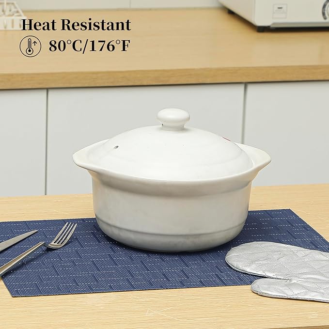 Leetaltree Blue Placemats Set of 4 - Heat Resistant Non-Slip Place mats for Dining Table, Washable Durable PVC Vinyl Woven Table Mats（Blue, 4）