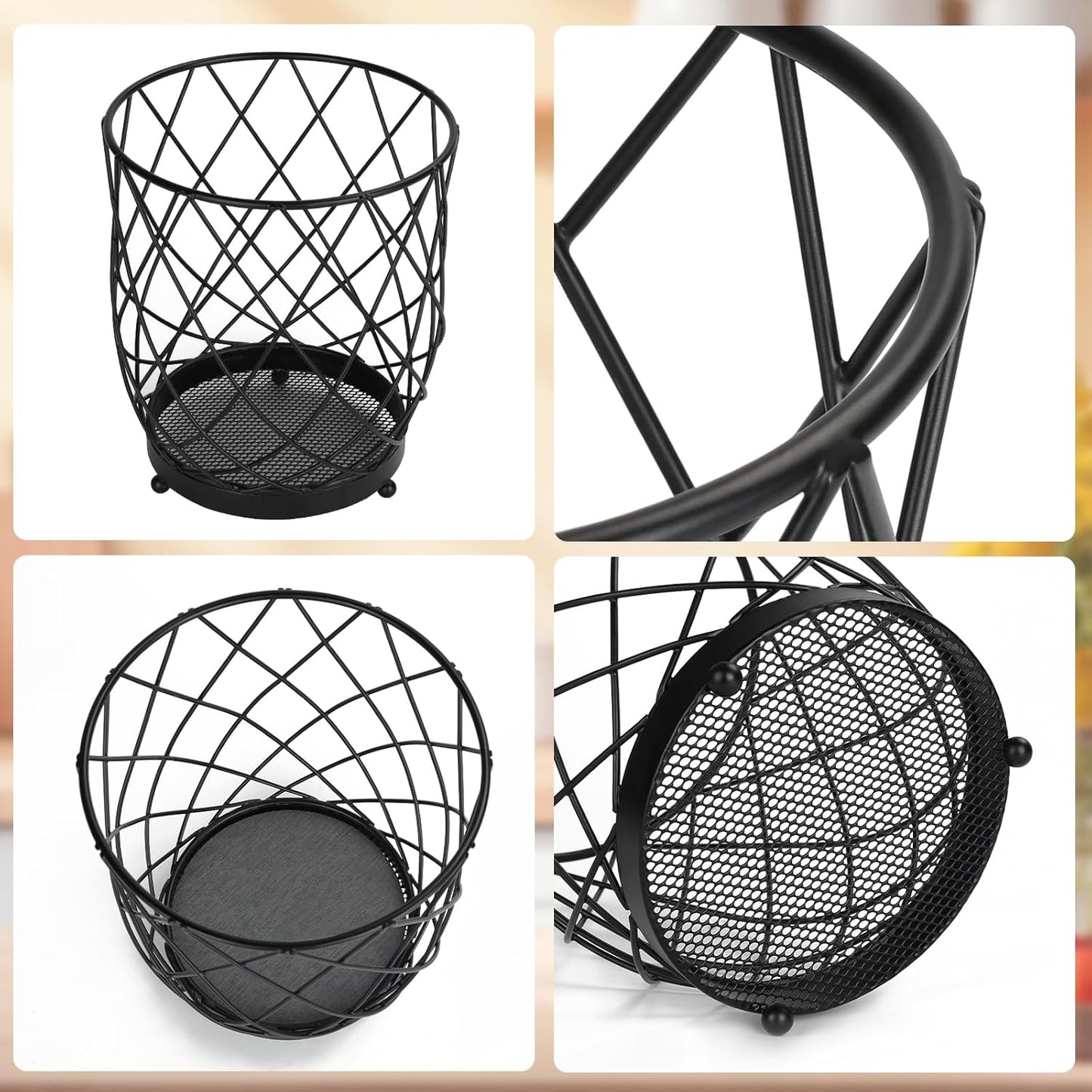 MACEVIA Utensil Holder for Kitchen Counter, Large Black Metal Organizer with Diatomaceous Earth Base, 6.3" x 5" x 7.5", Countertop Storage for Spoons, Spatulas and Cooking Utensils