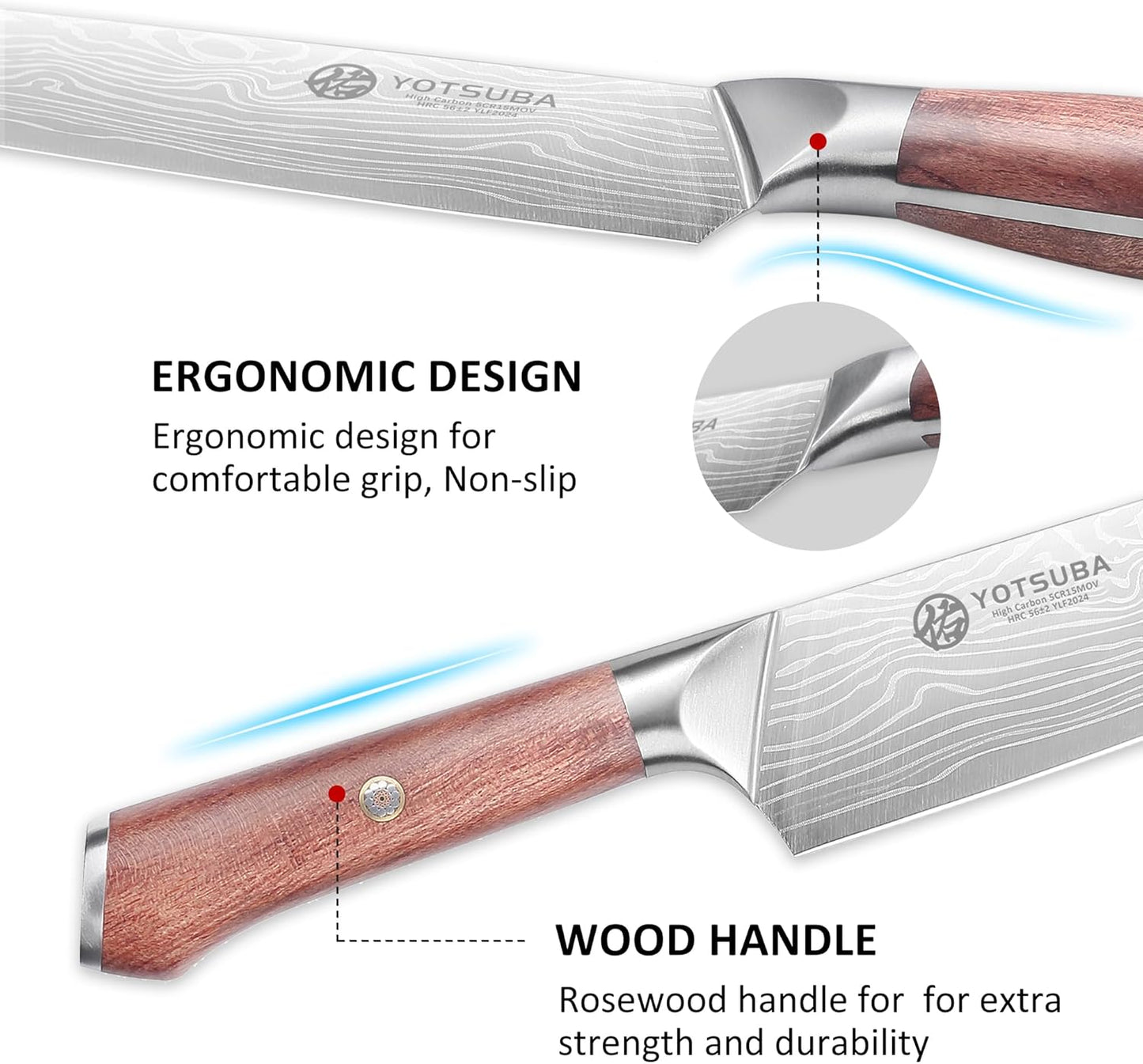 YOTSUBA Chef Knife, 9 Inch Kitchen Chef's Knife, Ultra Sharp High Carbon Steel Professional Cooking Kitchen Knife with Ergonomic Handle, Gift Box Included