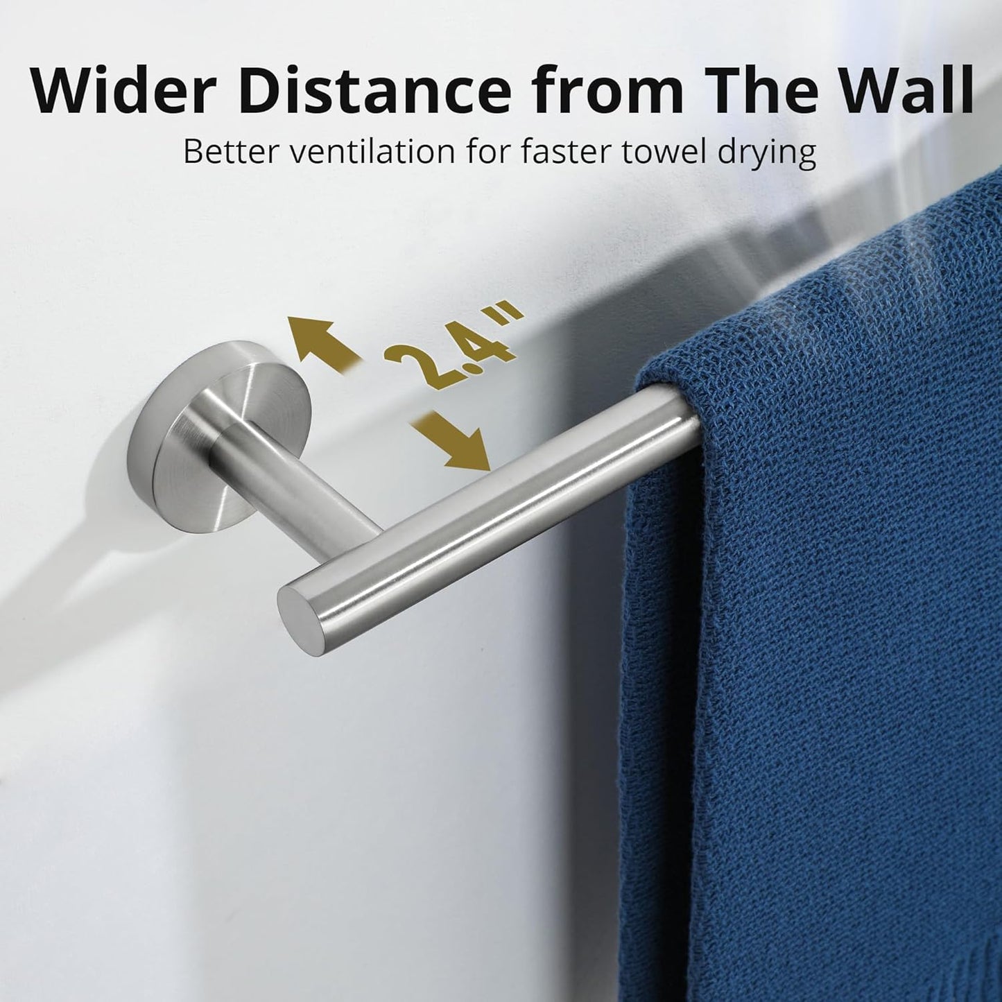 SAYAYO Towel Racks for Bathroom Brushed Nickel, 24 Inch Towel Bar Towel Rod Towel Holder Wall Mount SUS304 Stainless Steel (26 Inch Total Length)