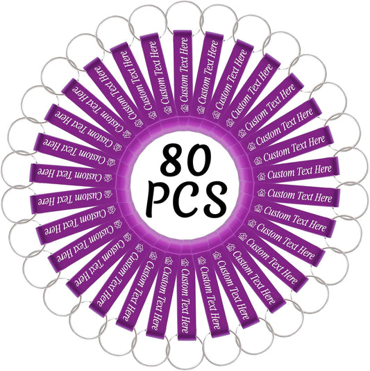 80PCS Personalized Bottle Opener Keychain Bulk Custom Beer Bottle Opener with Logo Text Engraved Wedding Bottle Opener Favors Customized Gifts for Guests Baby Shower Birthday Party-Purple