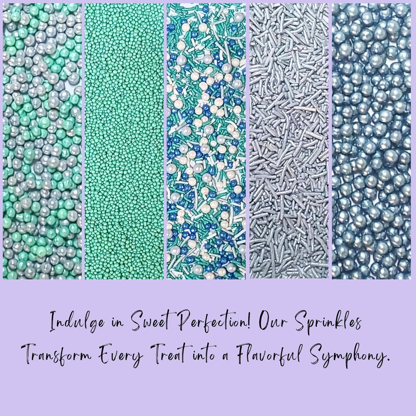Confect Edible Sprinkles | Navy Blue & Teal Dragees, Green & White Jimmies, Bright Blue Sparkling Sugar | Baking Toppings & Decorations | Sprinkle for Cake & Cupcake Decorating – Vegan, Gluten-Free, Nut-Free, Soy-Free, Dairy-Free, Palm Oil-Free-5 Oz