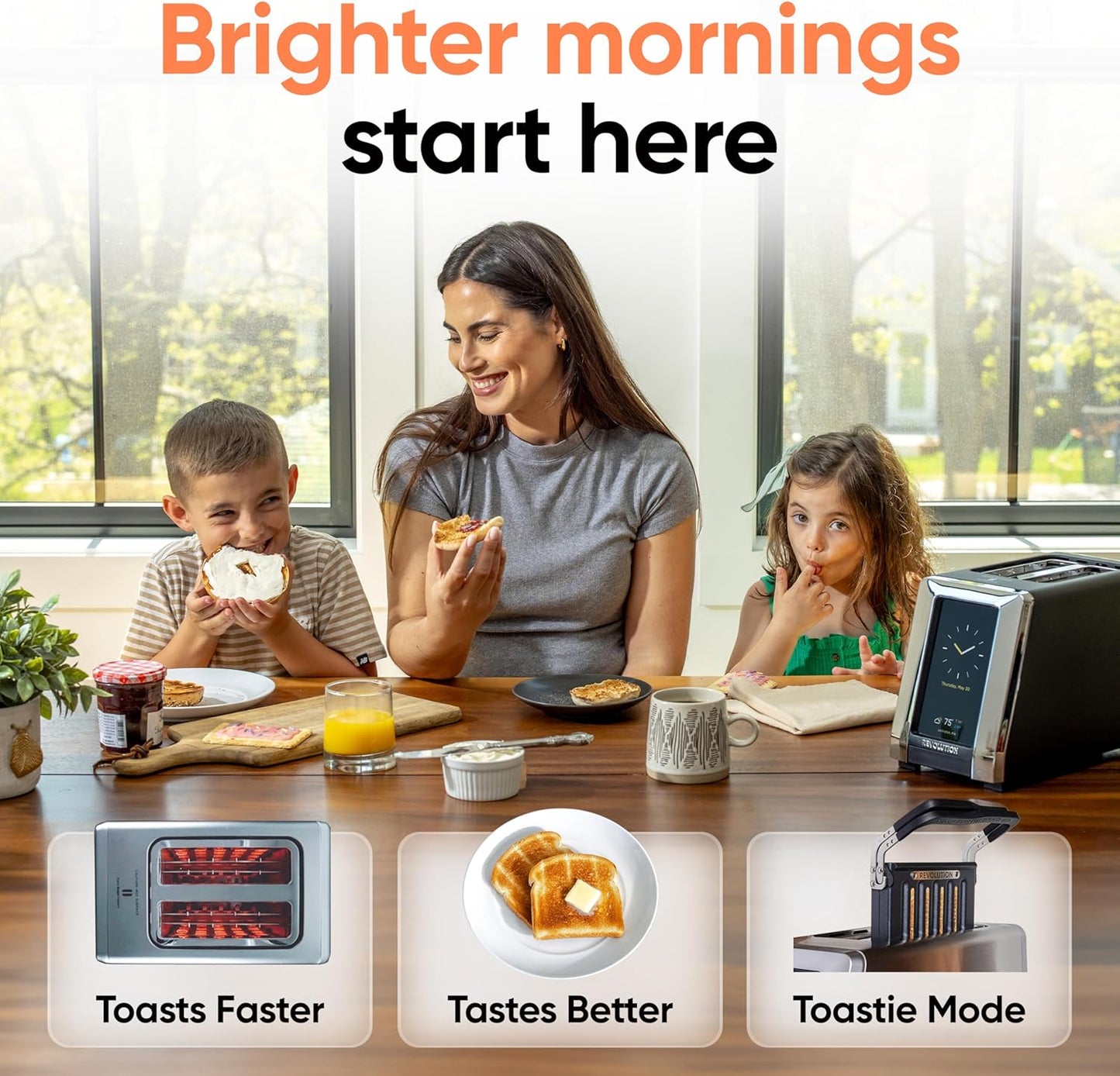 Revolution R180 Connect Smart Toaster + Toastie Press Bundle – Touchscreen, 2-Slice Wide Slot, InstaGLO Tech – Toast Bread, Bagels, Waffles, Muffins, Tortillas, Pastries – Stainless Steel