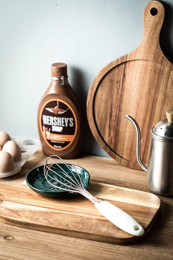 Spoon Holder for Stove Top, Cooking Spoon Rest for Multiple Utensils, Large Utensil Rest Ceramic Spatula Holder, Modern Farmhouse Kitchen Decor, Drak Green