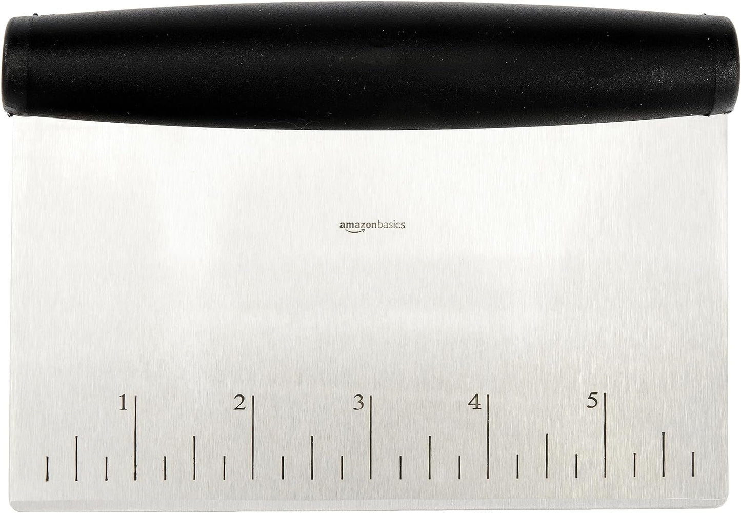 Amazon Basics Multi-Purpose Stainless Steel Scraper/Chopper with Contoured Grip, 6", Black, Silver