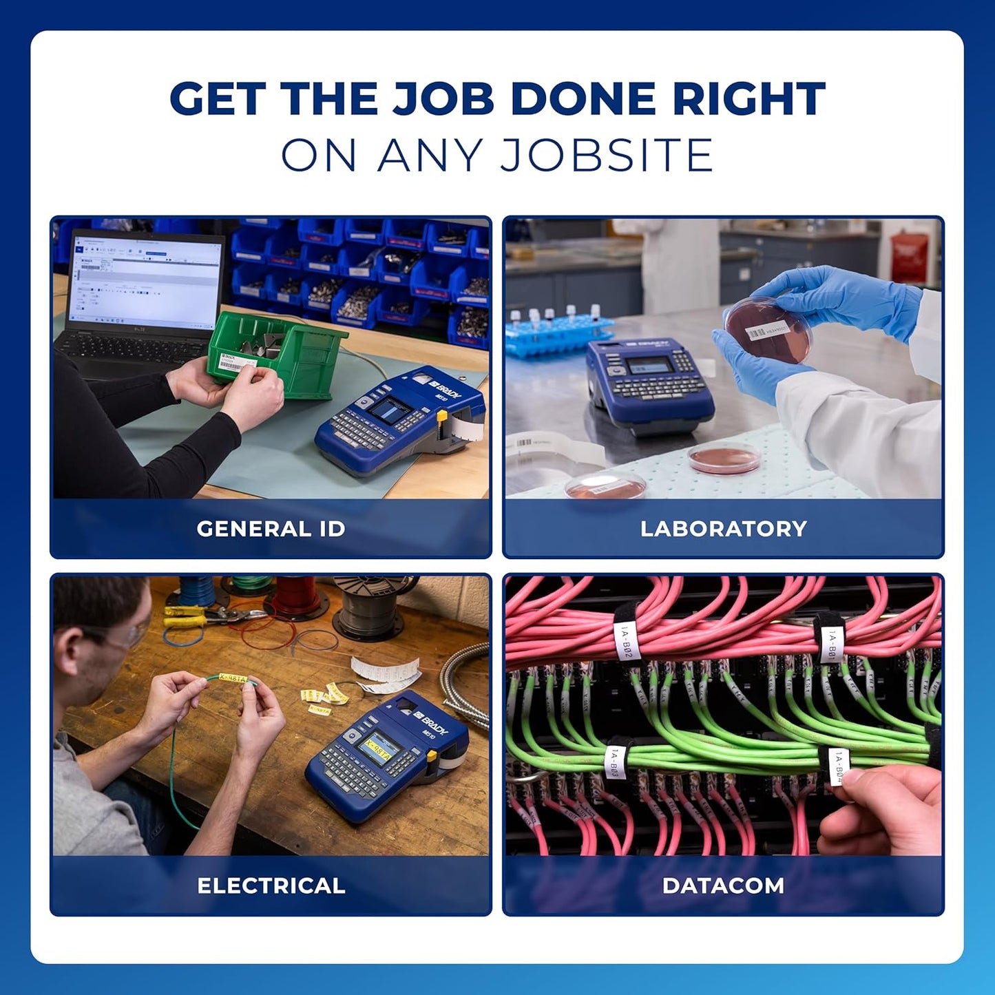 Brady M510 Portable Industrial Label Printer Kit with Laboratory ID Software, Carrying Case, Label Cartridge, Rechargeable Battery and Charger, 3.75" H x 5.75" W x 10" D