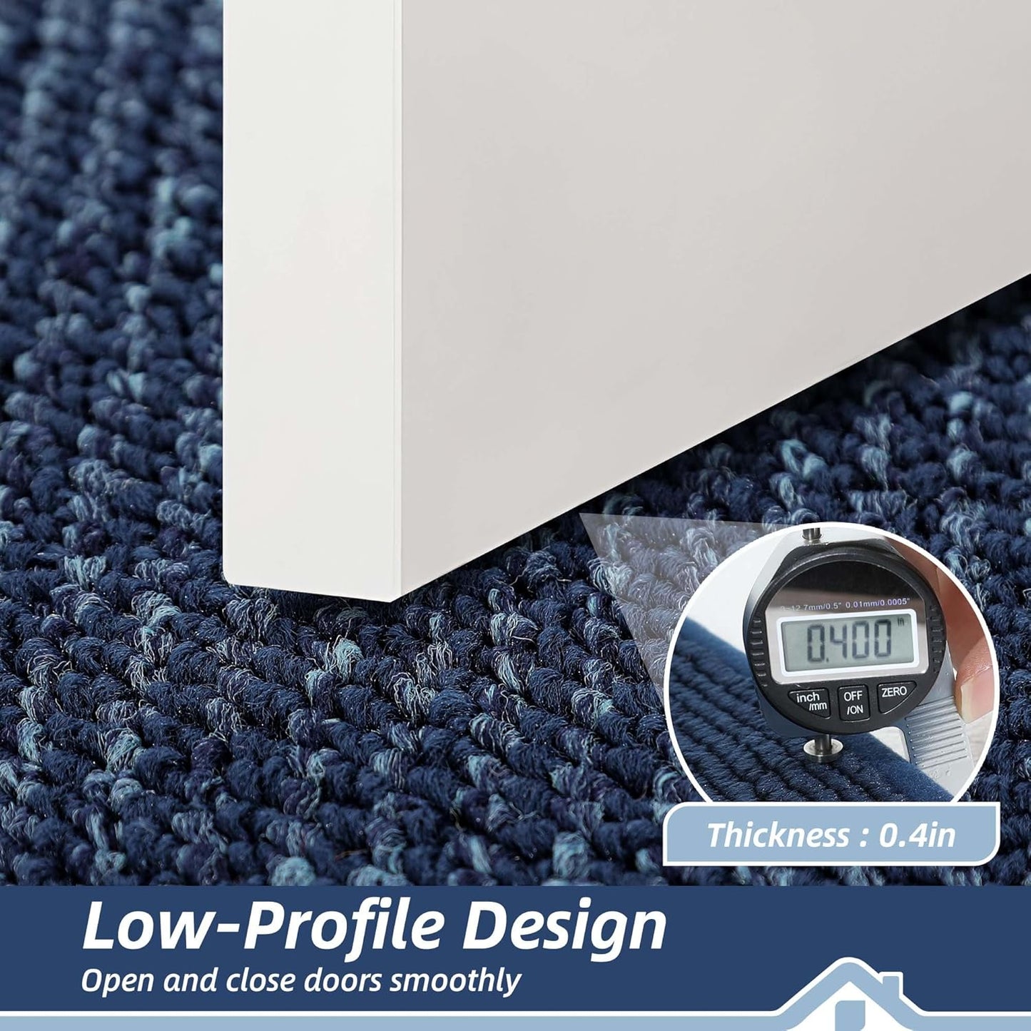 BEQHAUSE Indoor Door Mat 20" x 32", Dirt Trapper Door Mats Non-Slip Entryway Rugs Washable, Resist Dirt Absorbent Welcome Mat, Low Profile Floor Mats for Front Back Door and Entryway, Blue