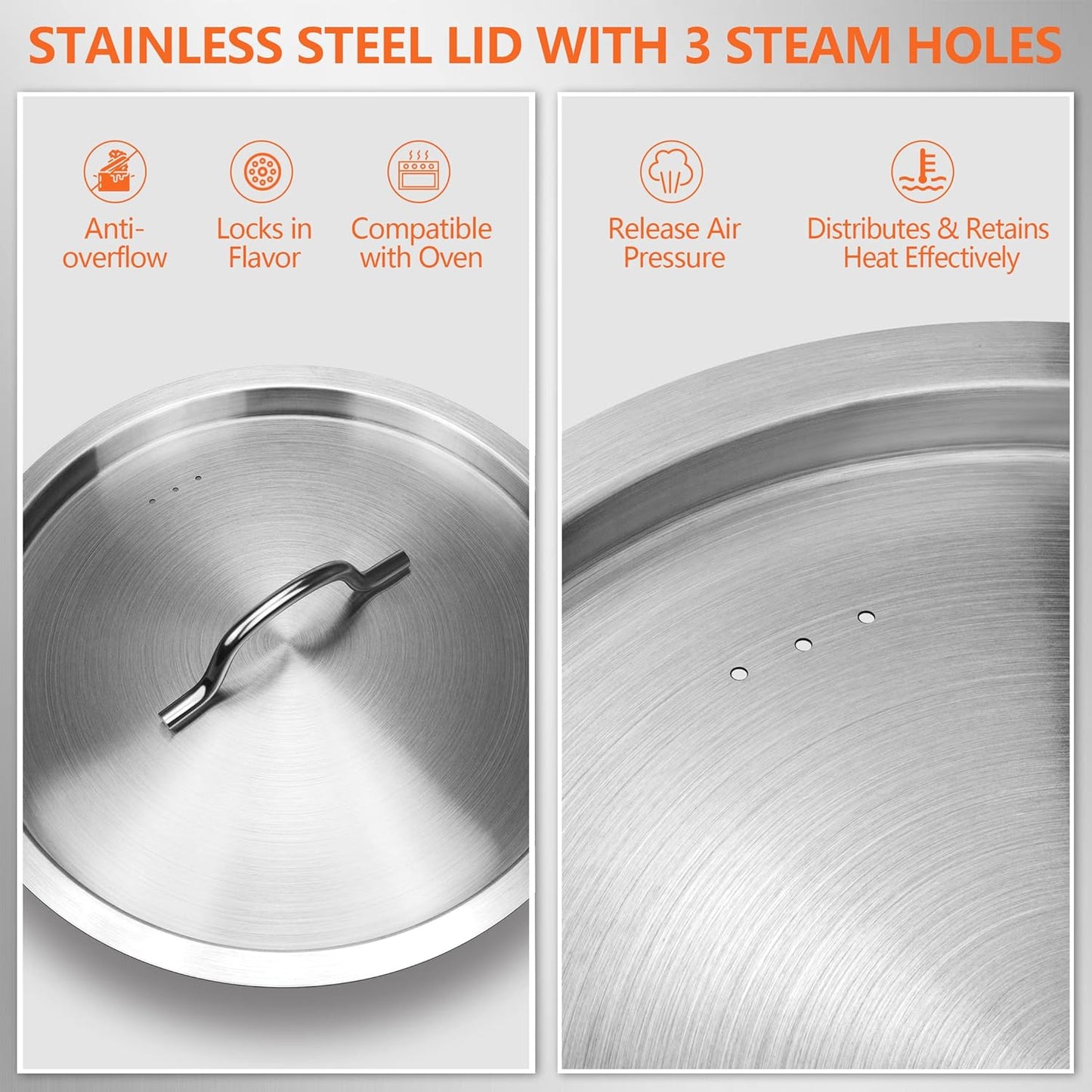 75 Quart Stainless Steel Stock Pot with Lid – Extra Large Commercial Cooking Pot for Soup, Stew, Seafood – Heavy Duty, Induction Ready – Perfect for Restaurants & Big Gatherings