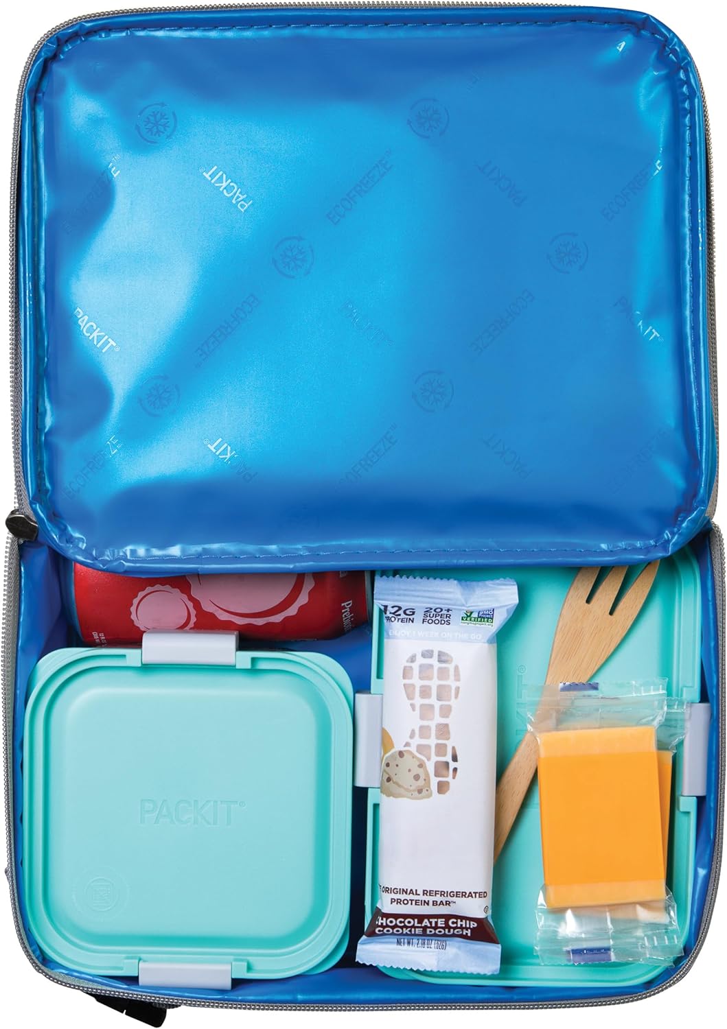 PackIt Freezable Classic Lunch Box, Gray Fog, Built with EcoFreeze® Technology, Collapsible, Reusable, Zip Closure With Front Pocket and Buckle Handle, For Work Lunches and Fresh Lunch On the Go