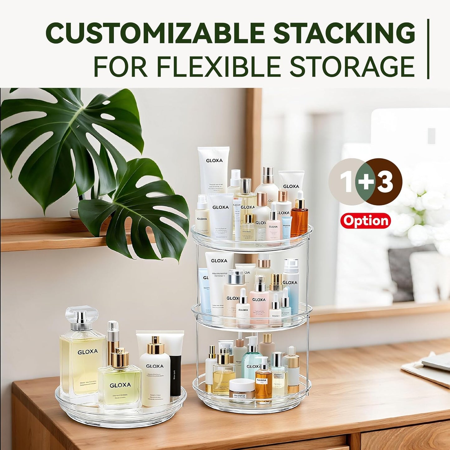 2 Tier Lazy Susan Turntable Organizer for Cabinet, 9.25'' Rotating Spice Rack Organization for Kitchen, Pantry, Bathroom, Vanity, Countertop, Medicine Storage, Seasoning Spice Organizer, 2 Pack