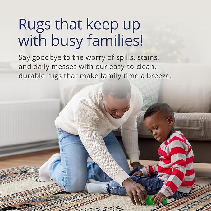 Abani Multicolor Southwestern Design Area Rug - Non-Shed Orange, Grey & Beige Tribal Pattern Dining Room Carpet Rugs (4'x6')