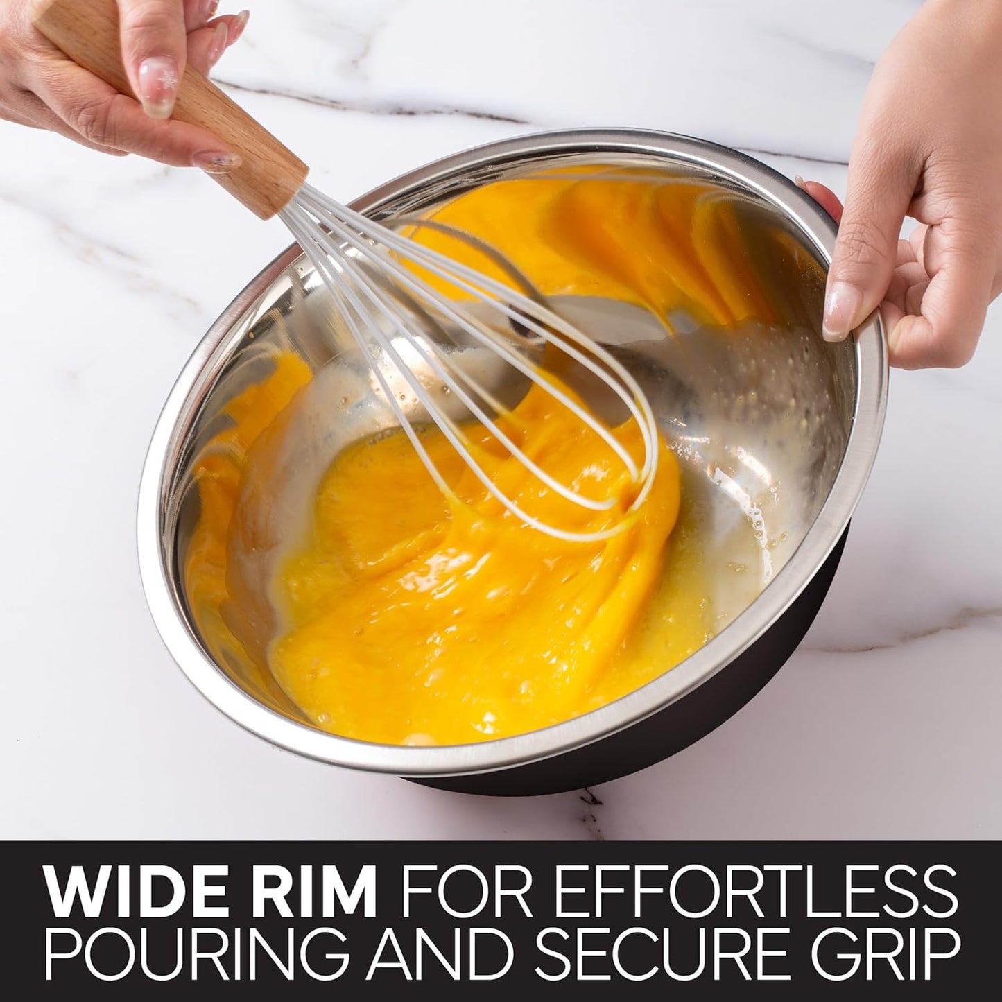 COOK WITH COLOR Stainless Steel Mixing Bowls Set - Nesting Bowls, 6 Pieces, Black