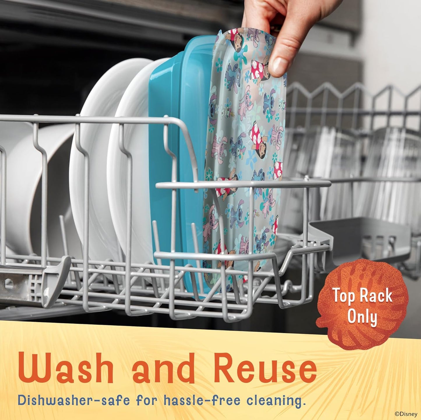 Disney Meal Prep Containers - 20-Piece Reusable Food Containers with Lids - Freezer, Microwave & Dishwasher Safe - Featuring Mickey & Minnie, Lilo & Stitch