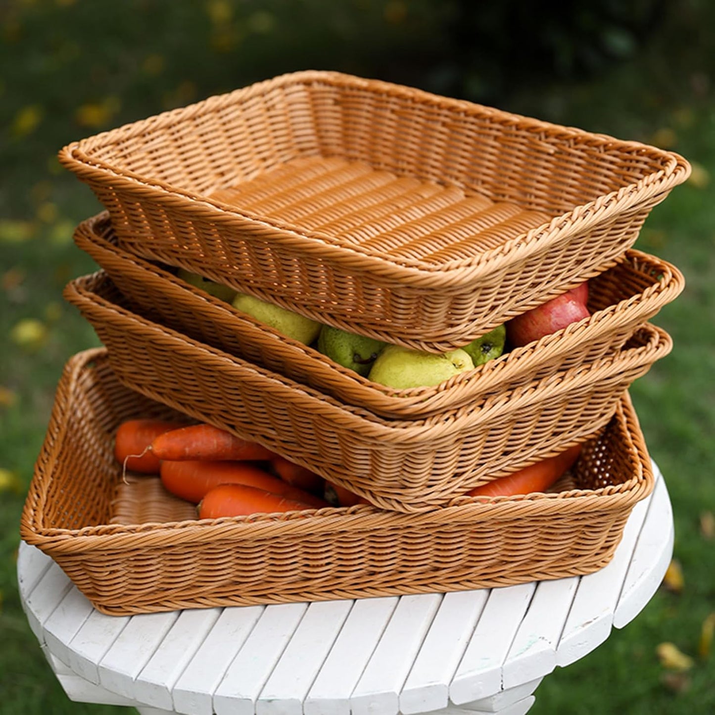 14 "bread basket, fruit basket, imitation wicker hand-woven basket, used as fruit and vegetable, farmer's market display, family restaurant and bakery (2)