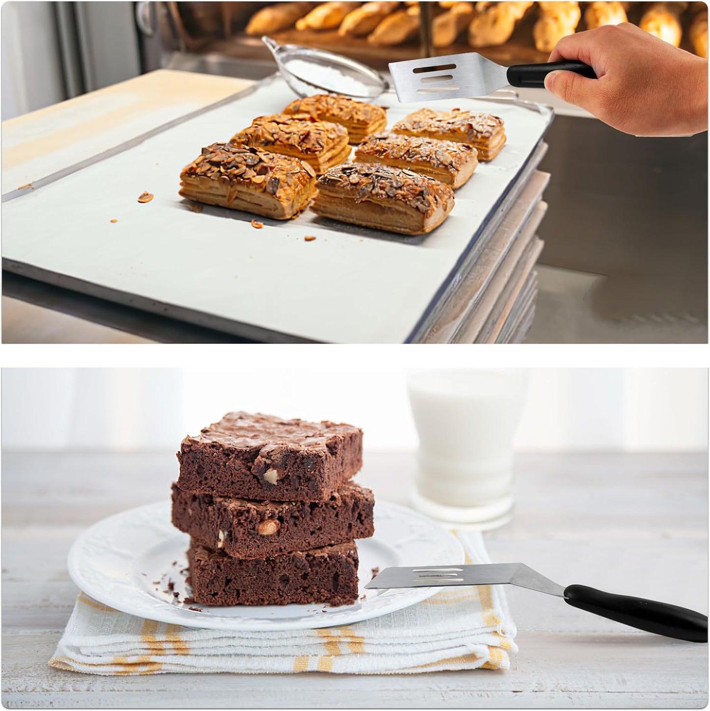 Small Spatula Professional Mini Serving Spatula, Stainless Steel Metal Spatula Set, Cutter and Serve Turner for Kitchen, Flipping or Cooking for Brownie, Cookie, Lasagna, Pancakes or Cake