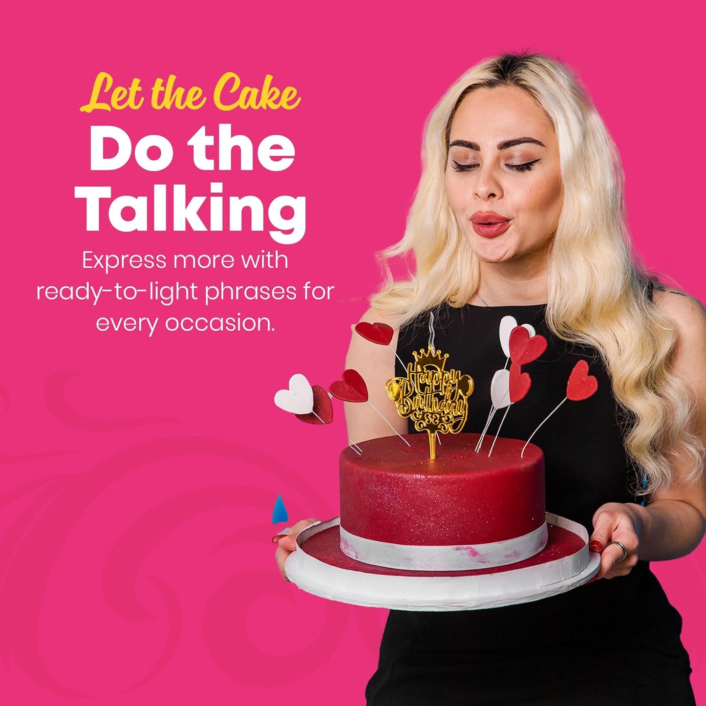 Love You Reusable Gold Romantic Cake Candle - Luxury Cake Topper Candle for Birthdays, Weddings & Anniversaries - Reusable Food Safe Acrylic, Shiny Mirror Finish - Happy Birthday Cake Topper Decor