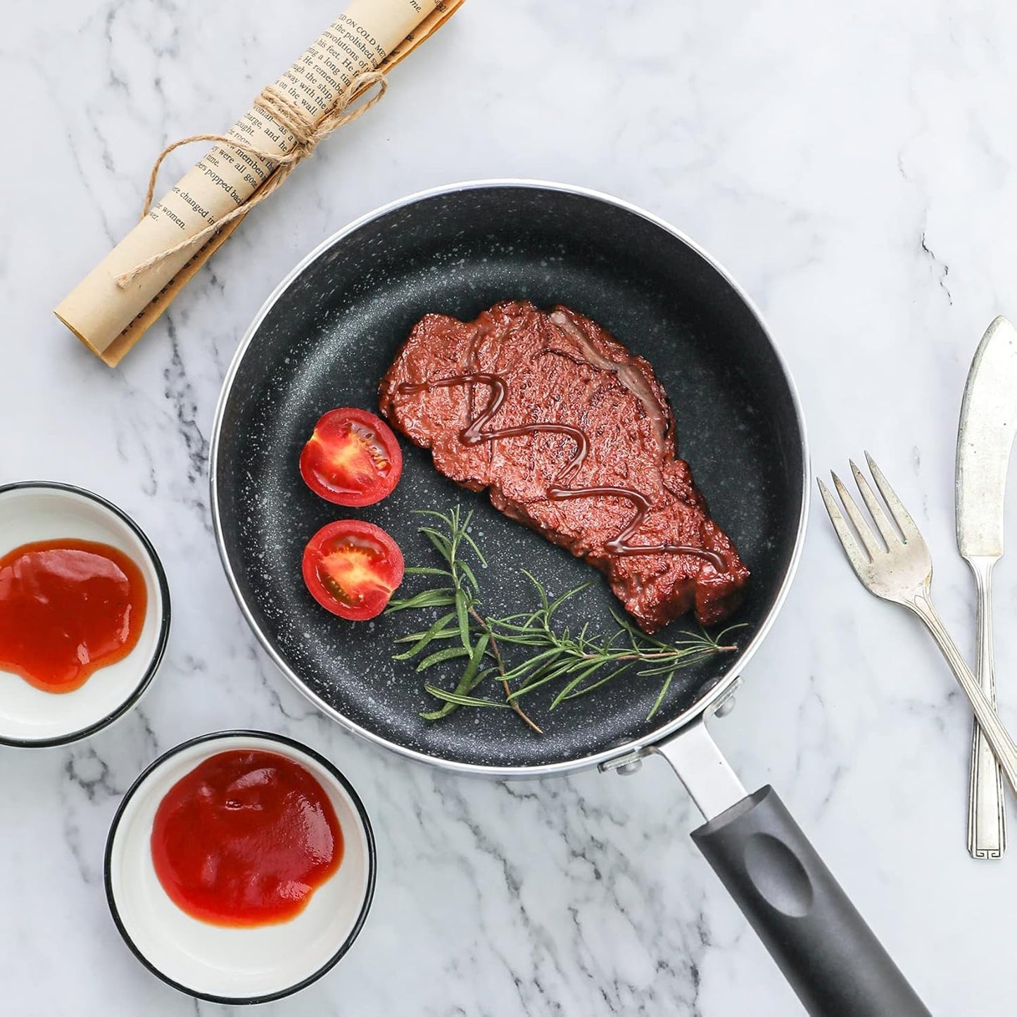 Nonstick Saucepan Set - 1 Quart and 2 Quart,Ultra Non Stick Sauce Pan Small Pot with Glass Lid,Great for Home Kitchen Restaurant,Black