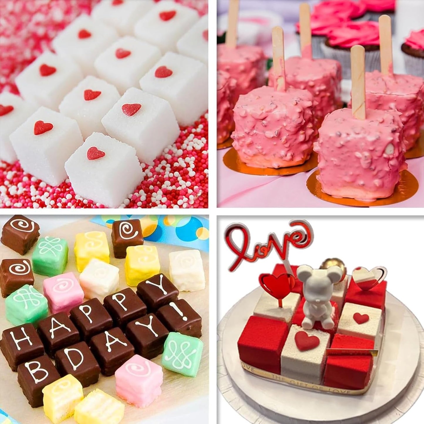 OCPO Kitchen 3D Cube Silicone Mold for Baking Mousse Cake, Square Baking Molds for Chocolate Candy Pastry Truffle Cupcake Jelly Cookie Pudding, Square Shape (15-Cavity)