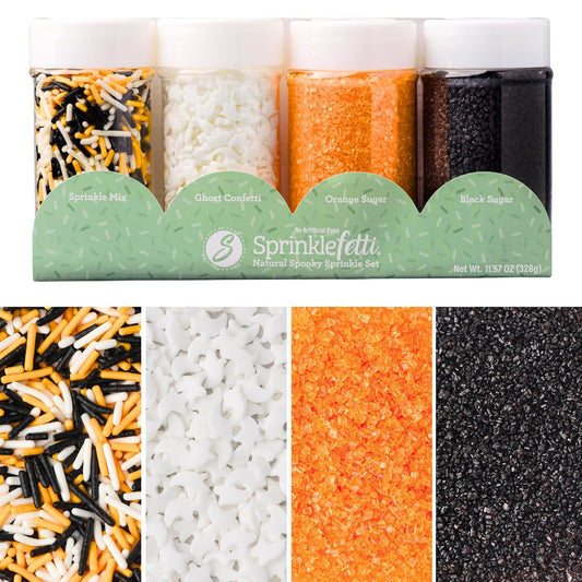 Sweets Indeed Sprinkles, 4 Pack, Edible Sprinkle Mix, Perfect for Cake Decorations, Baking, Ice Cream, Cookies, Cupcake Topper (Natural Halloween)