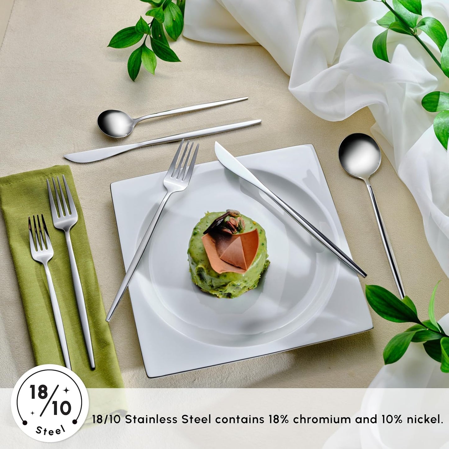 Karaca Orion 30-Piece Cutlery Set for 6 People - 18/10 Stainless Steel Set, Tableware Flatware Silverware Set with Knife Fork Spoon Set, Mixed & Luxury Cutlery Set, Platinum