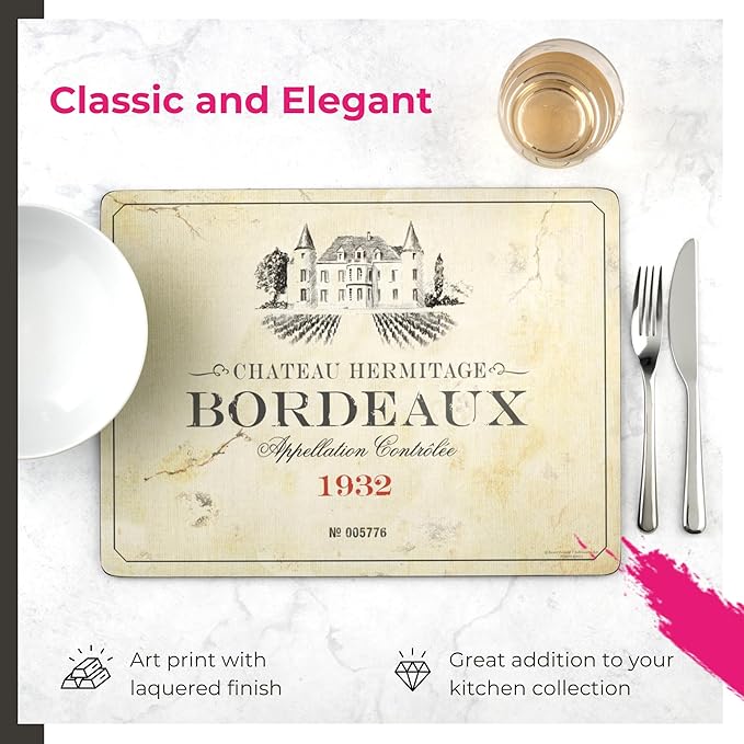 Pimpernel Exclusive Art Collection Placemats & Coasters Set (15.7" x 11.7") – Cork-Backed Boards with Lacquer Finish, Heat & Stain Resistant Dining Mats & Furniture Protectors for Table & Kitchen