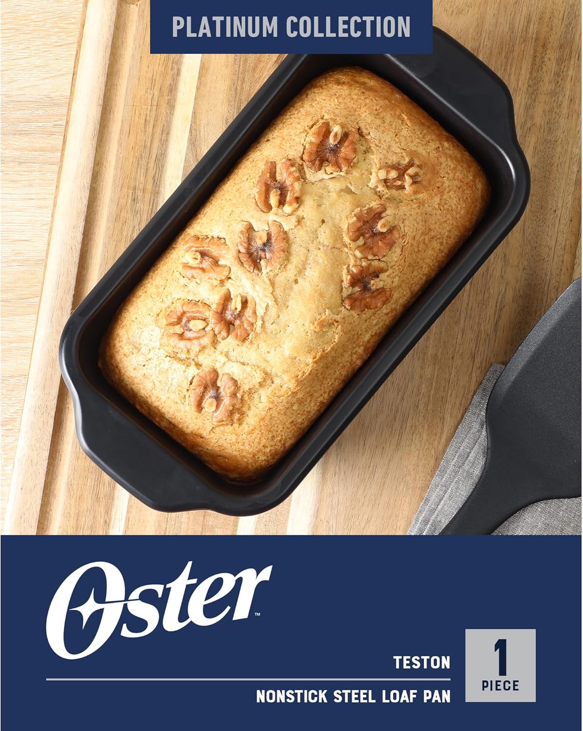 Oster Teston 9 Inch x 5 Inch Nonstick Carbon Steel Loaf Pan - Matte Black