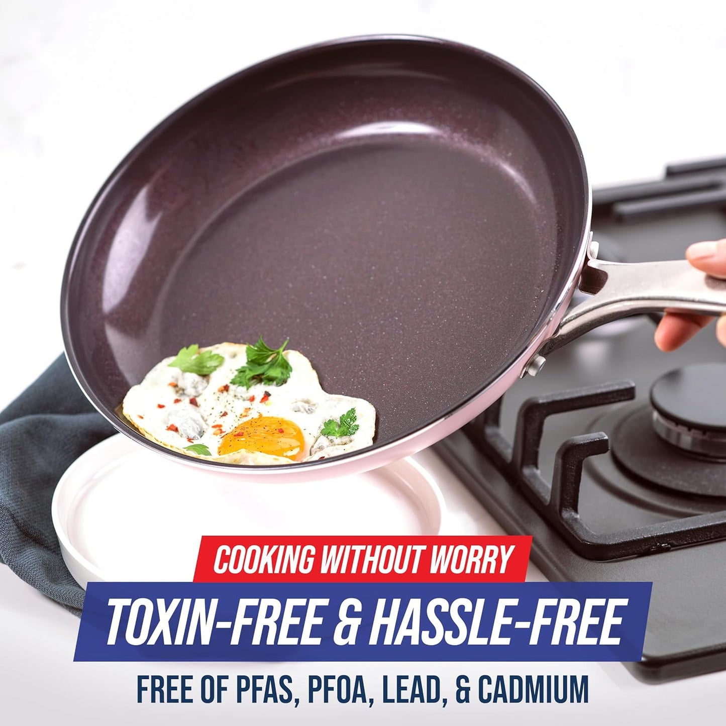 Blue Diamond Cookware Diamond Infused Ceramic Nonstick 10" Frying Pan Skillet, PFAS-Free, Dishwasher Safe, Oven Safe, Pink