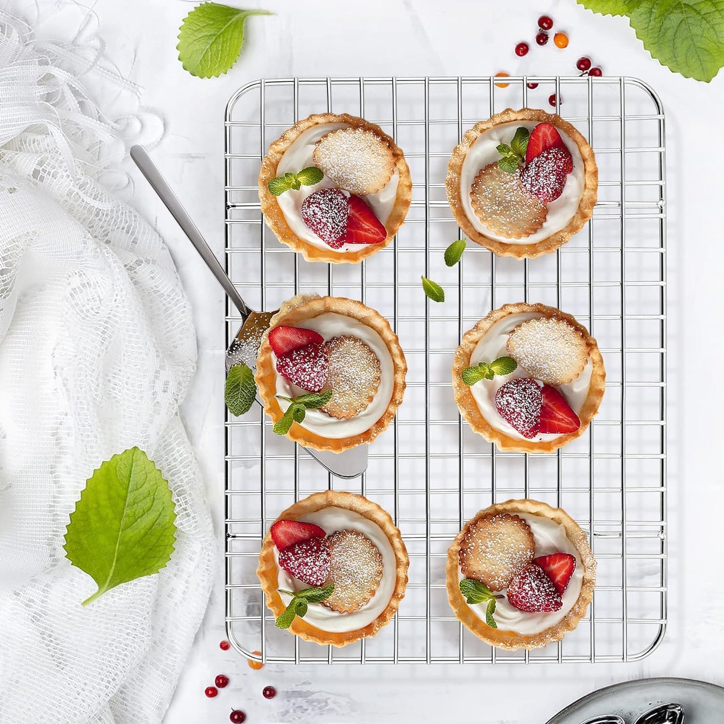 Stainless Steel Cooling Rack Size -Medium, 10 x 15 Inches, Dishwasher-Safe, Oven Safe, Cookie Cooling Racks for Baking & Cooking - Pack of 6