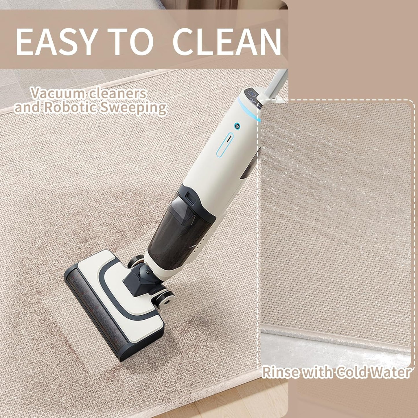 Kitchen mats for Floor Water and Oil Absorbent Runner Rugs for Kitchen, Kitchen Mat in Front of Sink,Non-Slip Kitchen Rugs,Durable Imitation Linen Kitchen Rug Beige 17x30+17x47