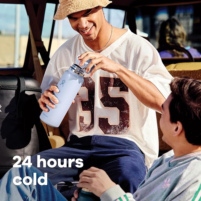 Hydro Flask Water Bottle - Insulated Stainless Steel - Wide Mouth Flex Straw Lid, Non Spill, Leakproof and Refillable in 32 Oz Tonal Oat