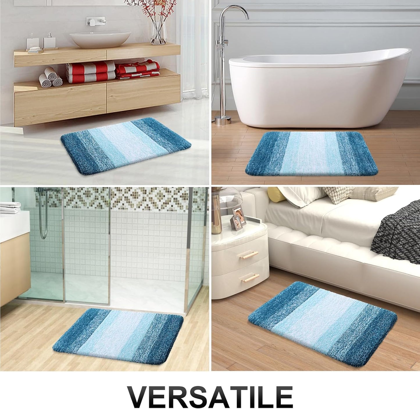 OLANLY Bathroom Runner Rugs 59x20, Extra Soft Absorbent Microfiber Bath Rugs, Rubber Backing, Quick Dry, Washable Bath Mats for Bathroom Floor, Tub and Shower, Home Decor Accessories, Peacock Blue