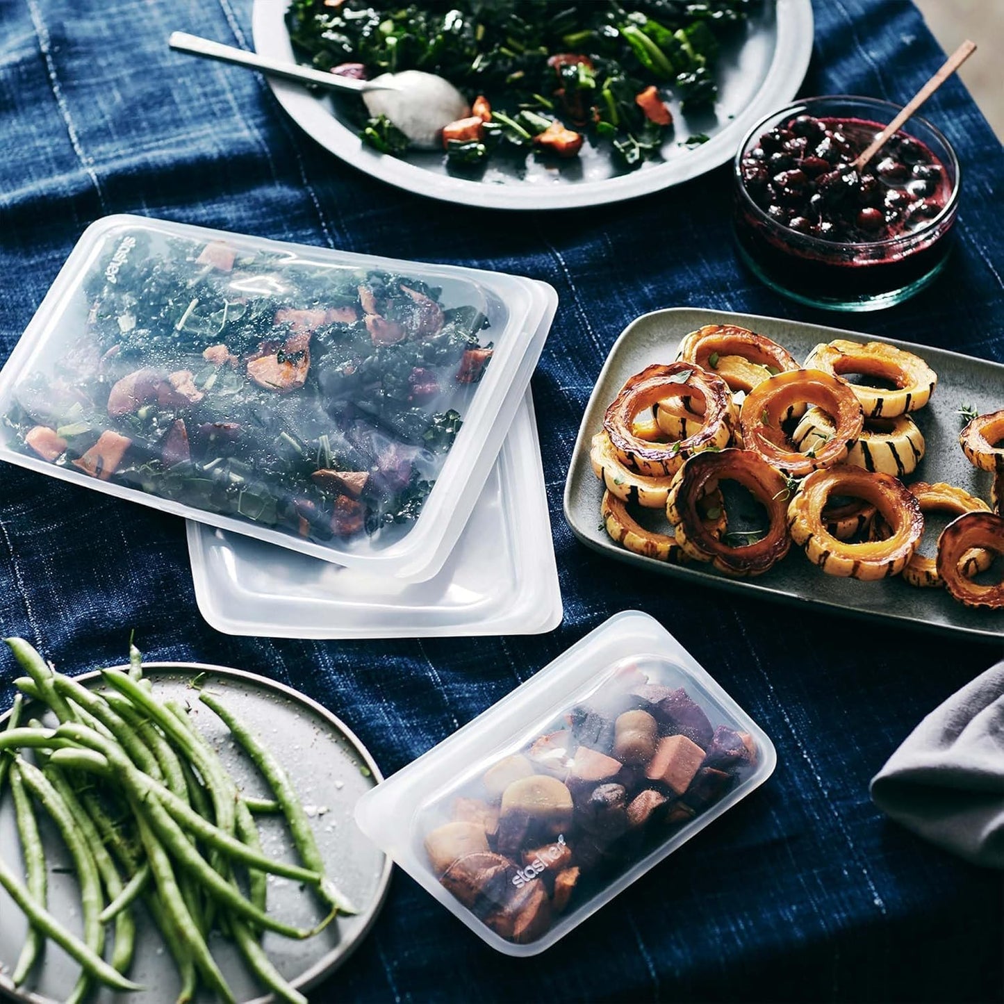 Stasher Premium Silicone Reusable Food Storage Bags, 4-Pack, Aqua, Multi-Use Food Storage Bags, Lunch Bag, Travel Containers, BPA Free, Leak-free, Dishwasher-Safe, Eco-friendly