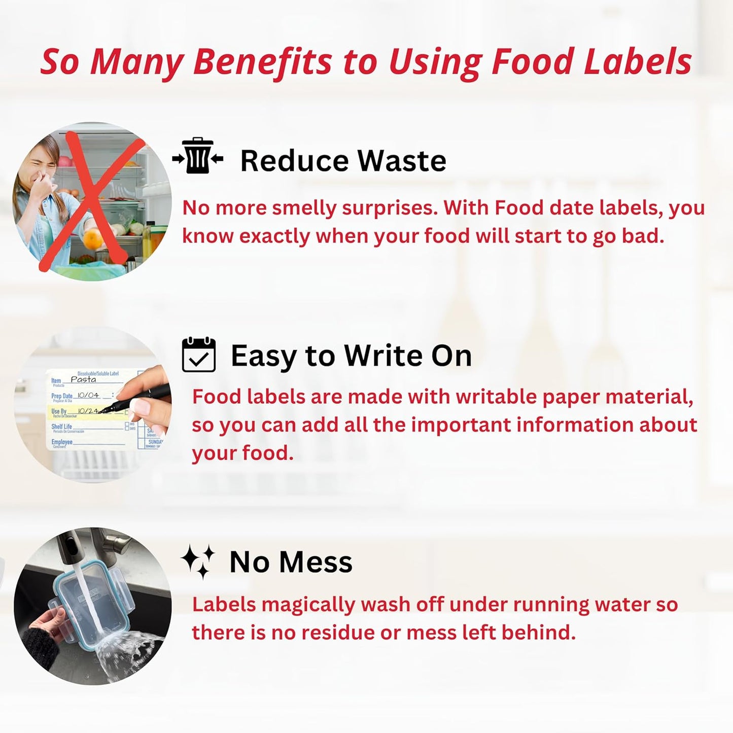 2x3 Dissolvable Food Labels, 250 Label Stickers, Bottle Labels for Storage Bins, Sticker Labels for Food containers, (250, Blue)