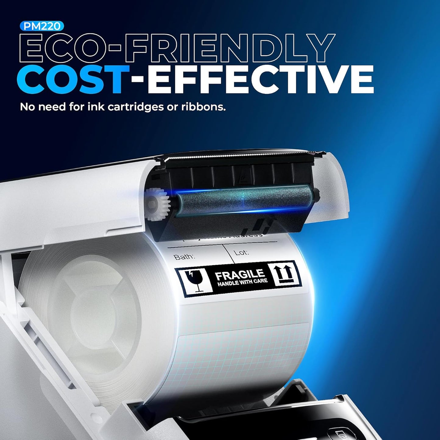 Nelko Label Maker Machine with Tape, PM220 Bluetooth Label Printer, 2 Inch Portable Thermal Printer for Small Business, Address, Logo, Clothing, Sticker Printer for iOS, Android & PC, White