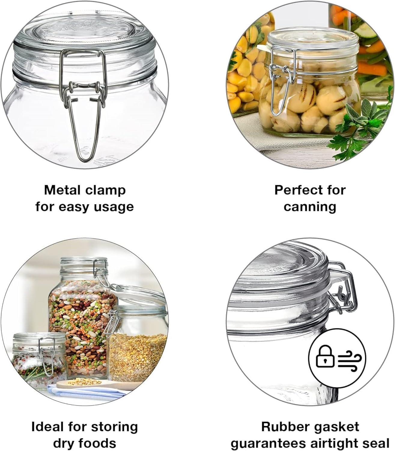 Bormioli Rocco SYNCHKG114546 Fido Clear Glass Jar with 85 mm Gasket , 0.75 Liter (Pack of 2)