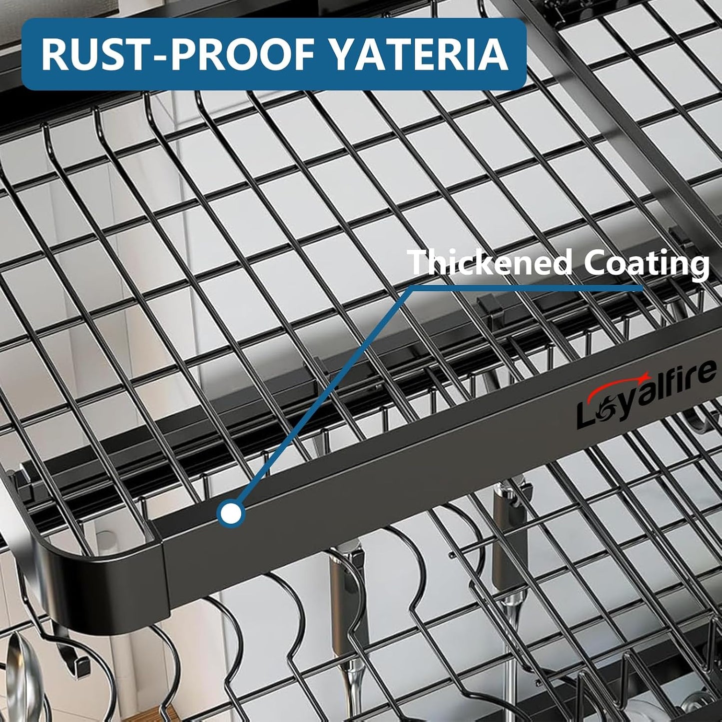 Over Sink Dish Drying Rack, 3 Tier Adjustable Length (20.87'' to 37.6'') Stainless Steel Large Storage Kitchen Dish Rack, Expandable Drainer Shelf Rack with Multifunctional Organizers