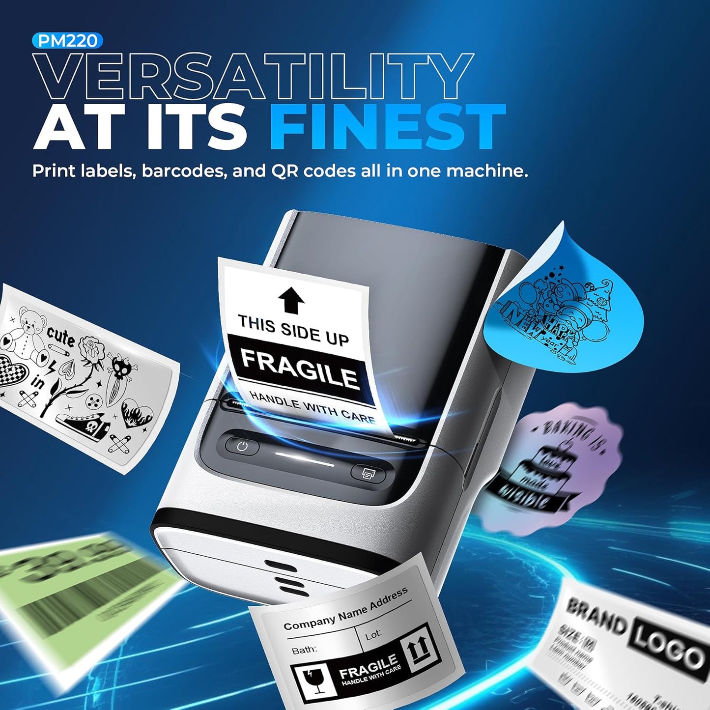 Nelko Label Maker Machine with Tape, PM220 Bluetooth Label Printer, 2 Inch Portable Thermal Printer for Small Business, Address, Logo, Clothing, Sticker Printer for iOS, Android & PC, White