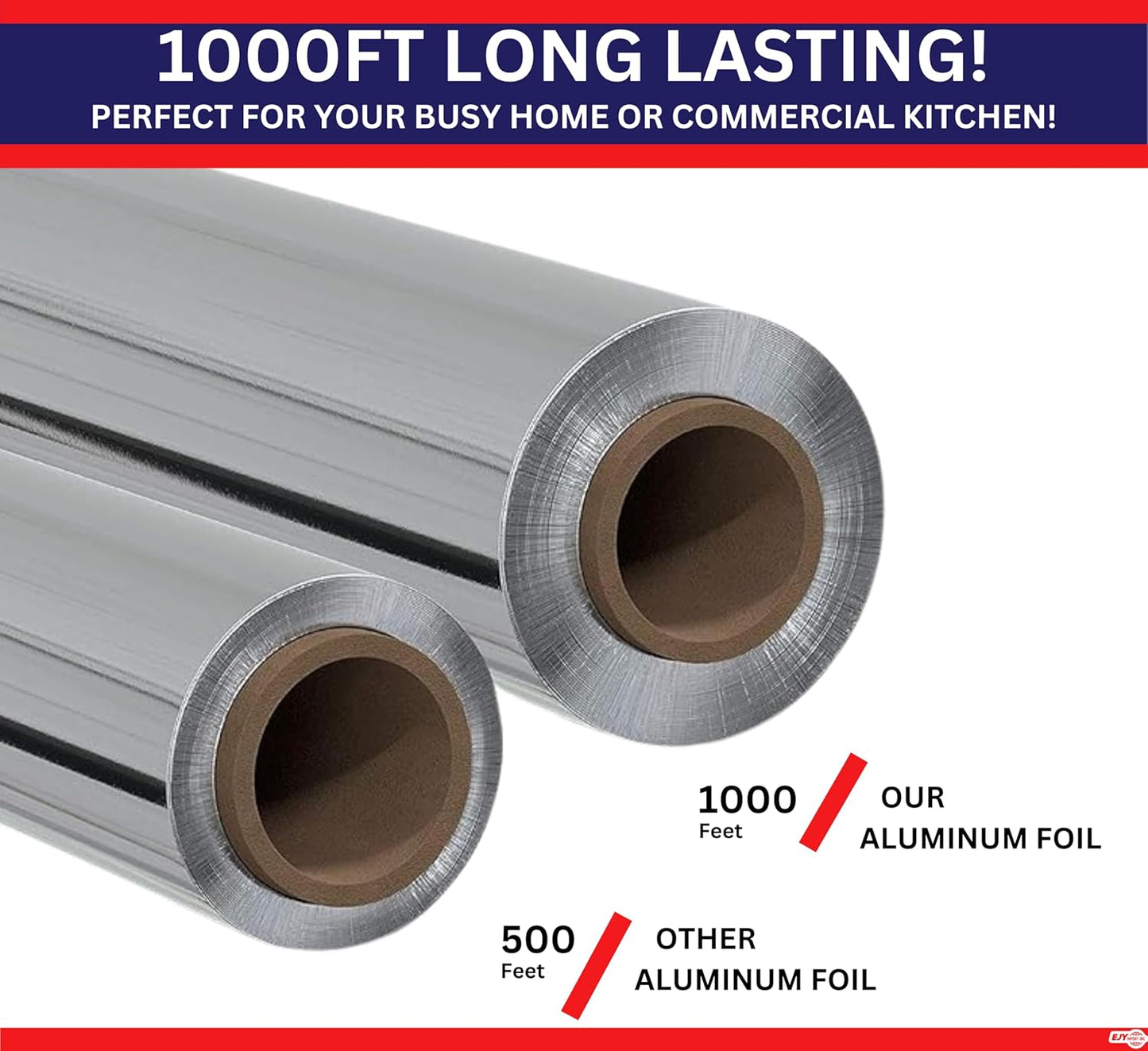 Standard Premium Aluminum Foil | 12”x1000 Feet Long | Industrial Size and Strength | Commercial Grade & Length Foil Wrap for Food Service Industry and Home Use| Strong Silver (1 Pack)